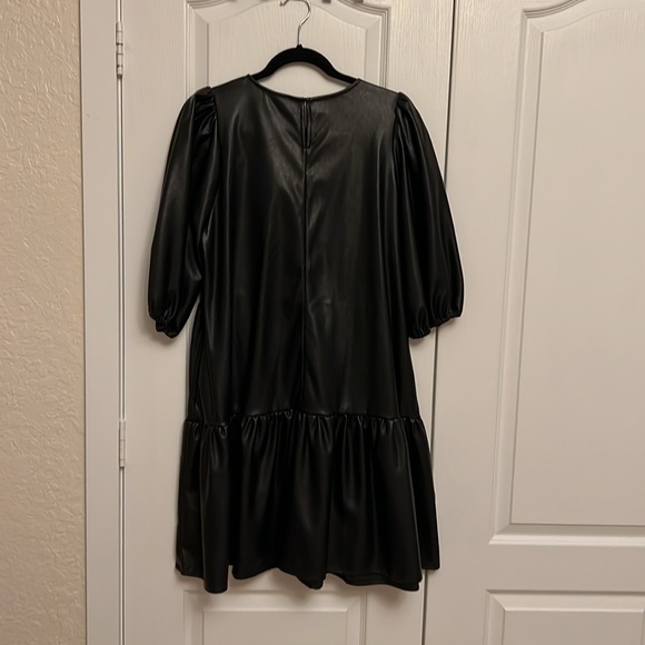 Calista Faux Leather Black Dress - Picture 7 of 11